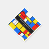 Mondriaan Style Red Blue Yellow Black Monogram Servet (Hoek)