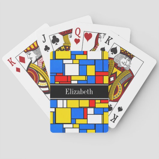 Mondriaan Style Red Blue Yellow Black Monogram Speelkaarten (Achterkant)