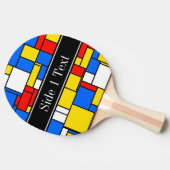 Mondriaan Style Red Blue Yellow Black Monogram Tafeltennisbatje (Zijkant)