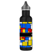 Mondriaan Style Red Blue Yellow Black Monogram Waterfles (Links)