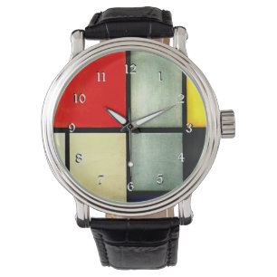 Mondriaan - Tableau 3, beroemd abstracte schilderi Horloge
