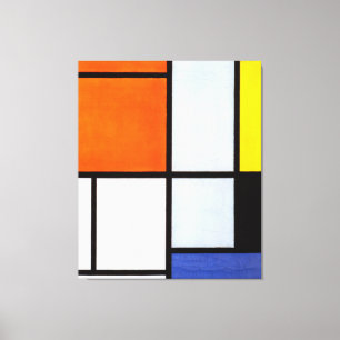 MONDRIAAN - TABLEAU 3 met Oranje-Rood, Geel 1921 Canvas Afdruk