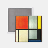 Mondriaan - Tableau 3 met oranje, rood, geel, Magneet (Voorkant / Achterkant)