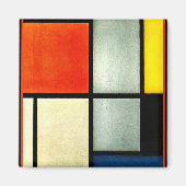 Mondriaan - Tableau 3 met oranje, rood, geel, Magneet (Voorkant)