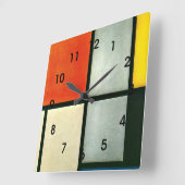 Mondriaan - Tableau 3 met Oranje-rood, geel... Vierkante Klok (Hoek)