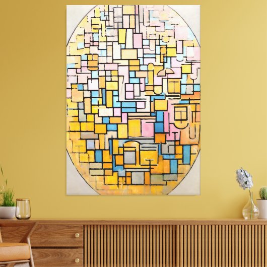 MONDRIAAN - TABLEAU III COMPOSITIE IN OVAAL - 1914 CANVAS AFDRUK (Insitu (Woonkamer))