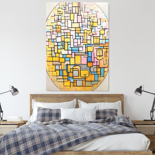 MONDRIAAN - TABLEAU III COMPOSITIE IN OVAAL - 1914 CANVAS AFDRUK (Insitu (Slaapkamer))