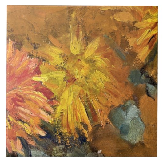 Mondriaan - Three Chrysanthemums Tegeltje (Voorkant)