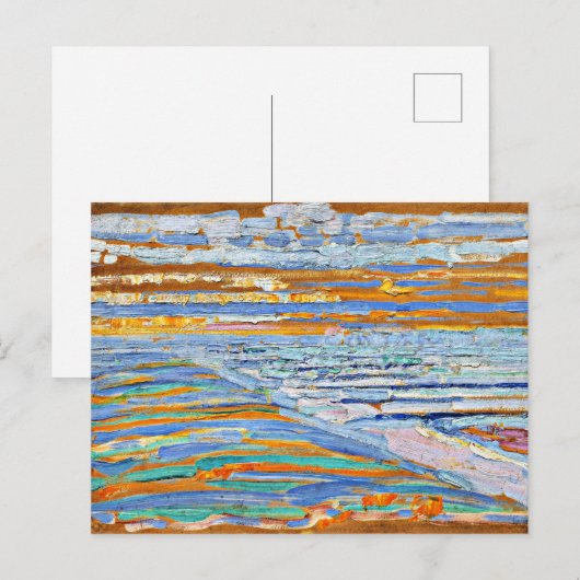 Mondriaan - Uitzicht van de Duinen met Beach en Pi Briefkaart (Voorkant / Achterkant)