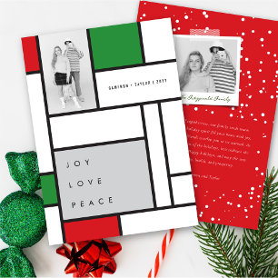 Mondriaan Vreugde Minimalistische Kleur Blokken Mo Feestdagenkaart