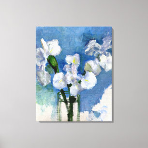 Mondriaan - Witte Irises Canvas Afdruk