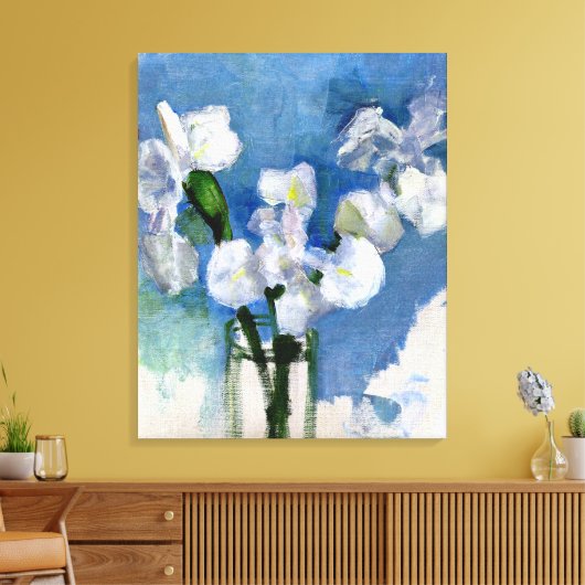 Mondriaan - Witte Irises Canvas Afdruk (Insitu (Woonkamer))