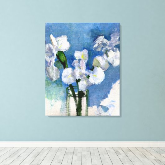 Mondriaan - Witte Irises Canvas Afdruk (Insitu (Houten vloer))
