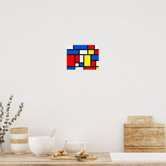 Mondriaan Yellow Red Blue Poster (Keuken)