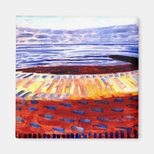 Mondriaan - Zee na zonsondergang, kleurrijk schild Magneet