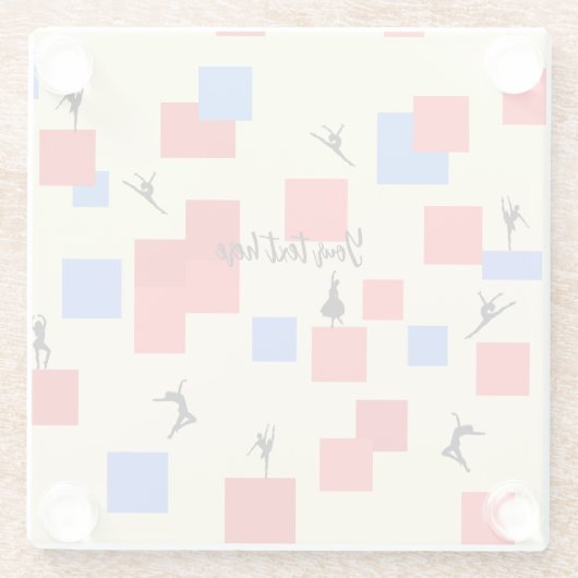 Mondriaan's dansende kubussen Blue Red Light Backg Glazen Onderzetter (Achterkant)