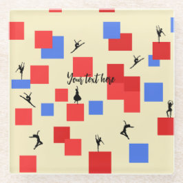 Mondriaan's dansende kubussen Blue Red Light Backg Glazen Onderzetter