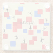 Mondriaan's dansende kubussen Blue Red Light Backg Glazen Onderzetter (Achterkant)