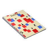 Mondriaan's dansende kubussen Blue Red Light Backg Notitieboek (Rechterzijde)