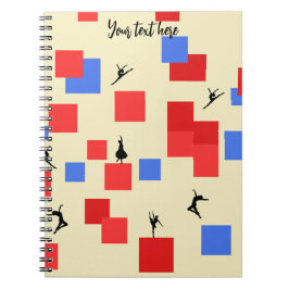 Mondriaan's dansende kubussen Blue Red Light Backg Notitieboek