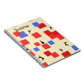Mondriaan's dansende kubussen Blue Red Light Backg Notitieboek (Rechterzijde)