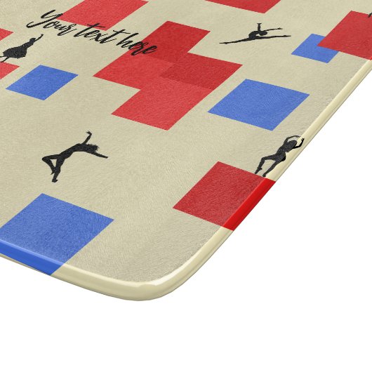 Mondriaan's dansende kubussen Blue Red Light Backg Snijplank (Hoek)