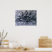 Mondriaans grijze boom poster (Keuken)
