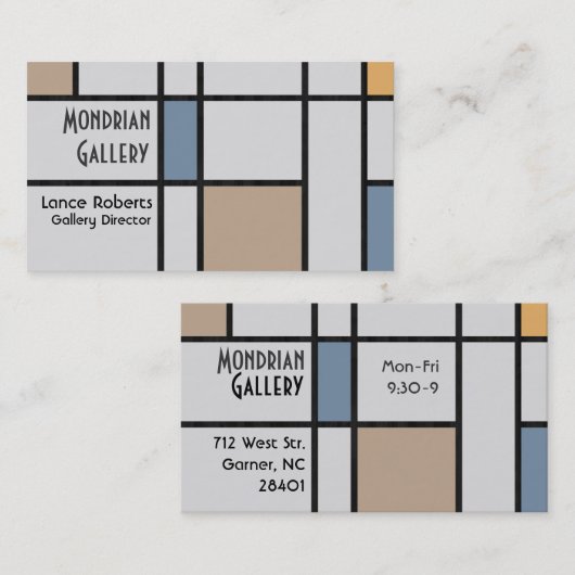 Mondriaan's Modern Visitekaartje (Voorkant / Achterkant)