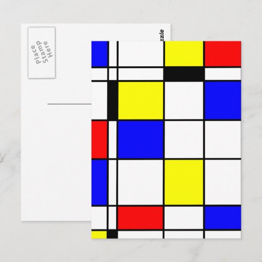 Mondriaanse kunststijl briefkaart (Voorkant / Achterkant)
