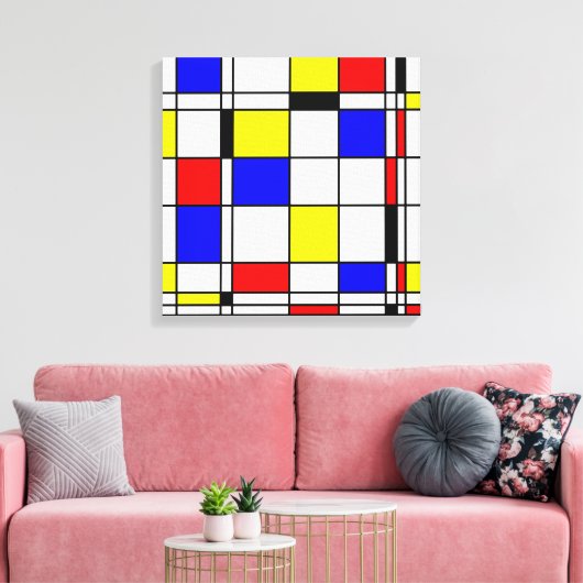 Mondriaanse kunststijl canvas afdruk (Insitu (Woonkamer))