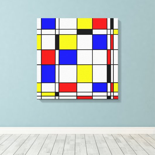 Mondriaanse kunststijl canvas afdruk (Insitu (Houten vloer))