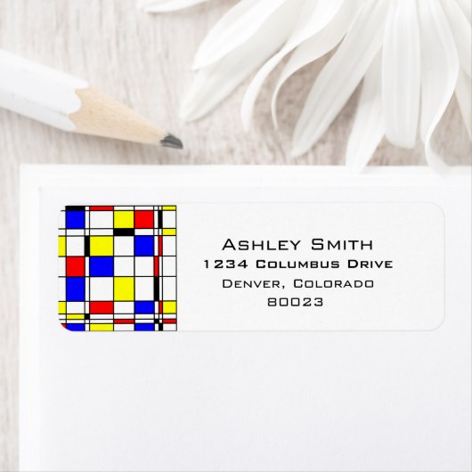 Mondriaanse kunststijl etiket (Insitu)