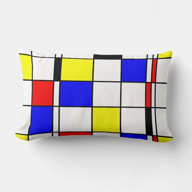 Mondriaanse kunststijl kussen (Voorkant)