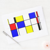 Mondriaanse kunststijl rechthoekige sticker (Envelop)