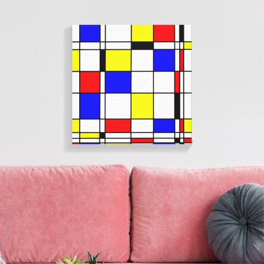 Mondriaanse minimalist De Stijl Modern art Canvas Afdruk (Insitu (Woonkamer))
