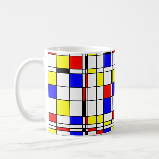 Mondriaanse minimalist De Stijl Modern art Koffiemok (Links)