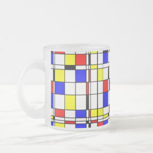 Mondriaanse minimalist De Stijl Modern art Matglas Koffiemok