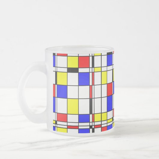 Mondriaanse minimalist De Stijl Modern art Matglas Koffiemok (Links)