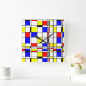 Mondriaanse minimalist De Stijl Modern art Vierkante Klok (Huis)