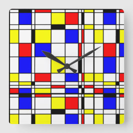 Mondriaanse minimalist De Stijl Modern art Vierkante Klok