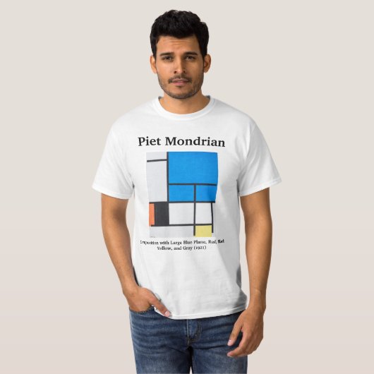 Mondriaanse samenstelling met groot blauw vliegtui t-shirt (Voorkant volledig)
