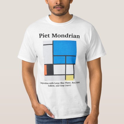 Mondriaanse samenstelling met groot blauw vliegtui t-shirt (Voorkant)