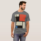 Mondriaanse samenstelling Modern Abstract donkergr T-shirt (Voorkant volledig)