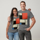 Mondriaanse samenstelling Modern Abstract donkergr T-shirt (Unisex)