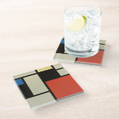 Mondriaanse samenstelling Moderne Abstracte schild Glazen Onderzetter (Schuin)