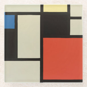 Mondriaanse samenstelling Moderne Abstracte schild Glazen Onderzetter