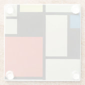 Mondriaanse samenstelling Moderne Abstracte schild Glazen Onderzetter (Achterkant)