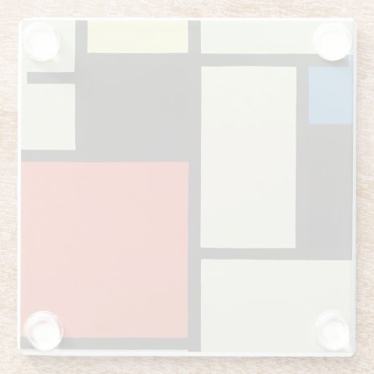 Mondriaanse samenstelling Moderne Abstracte schild Glazen Onderzetter (Achterkant)
