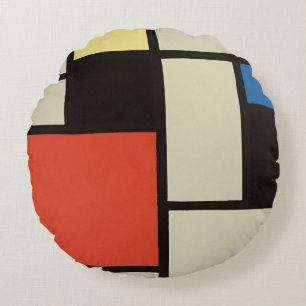 Mondriaanse samenstelling Moderne Abstracte schild Rond Kussen