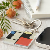 Mondriaanse samenstelling Moderne Abstracte schild Sleutelhanger (Voorkant Rechts)